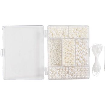 Craft Mix Ehted, Kaelakee ja käevõru, ca. 1200 tk, valge - pärlmutter, 1 pakk