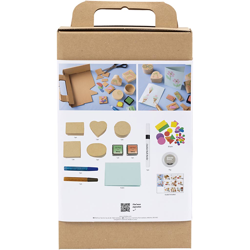 Craft Kit vahtpolüstri trükkimine, kaunistatud karbid ja kaardid, beež, keskroheline, piparmünt, läbipaistev punane, 1 pakk - Image 2