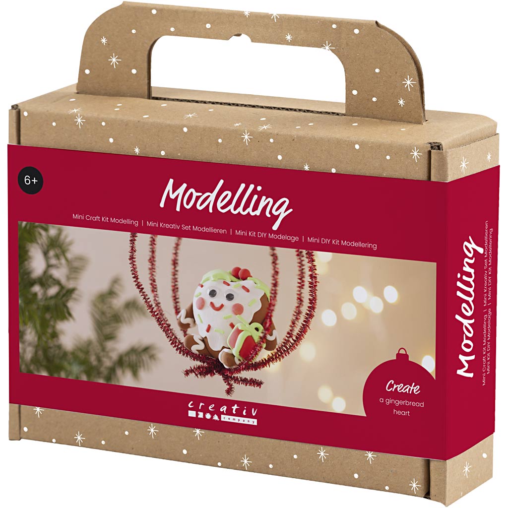 Mini Craft Kit Modelling, südamekujuline jõulufiguur, värvide valik, 1 pakk - Image 3