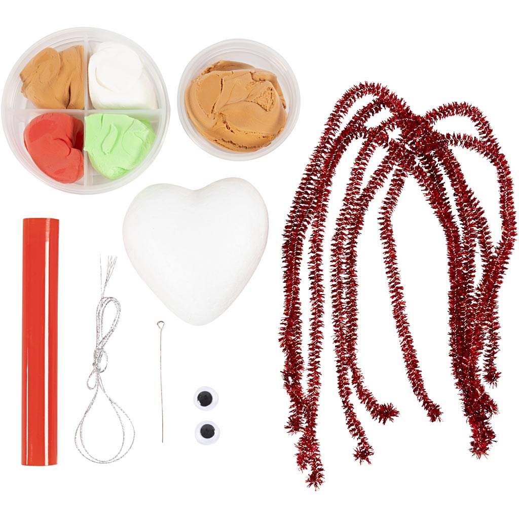 Mini Craft Kit Modelling, südamekujuline jõulufiguur, värvide valik, 1 pakk - Image 4