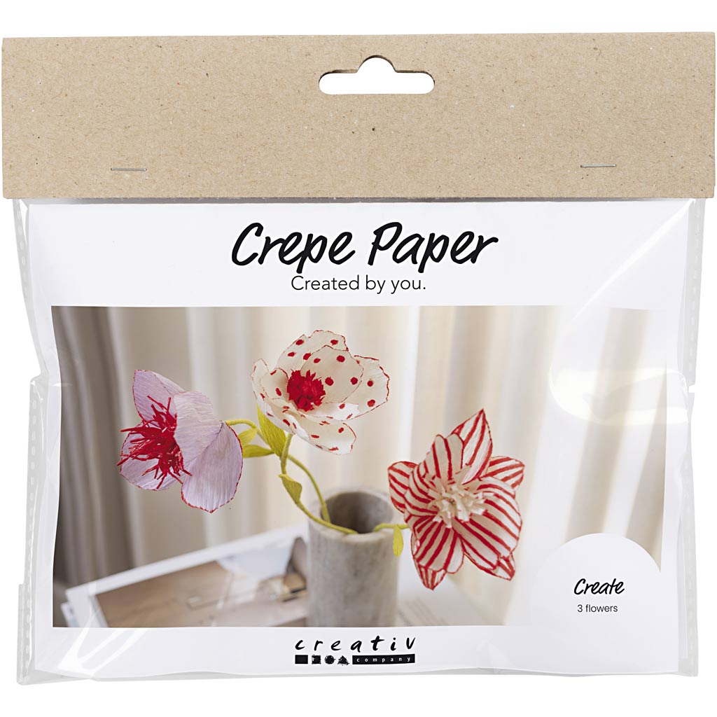 Mini Craft Kit Krepppaber, lilled, pastelsed värvid, 1 pakk