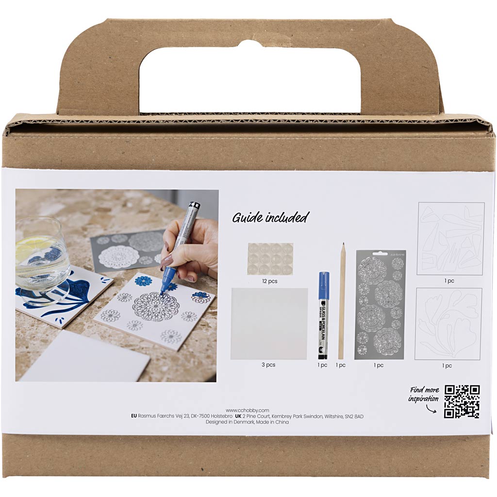 Mini Craft Kit Dekoratsioon, portselanist alusplaadid, sinine, 1 pakk - Image 2