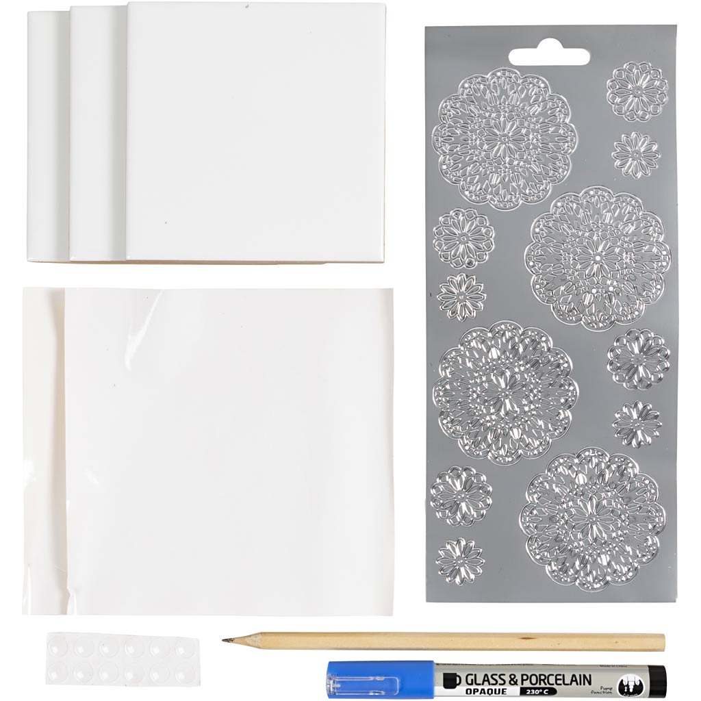 Mini Craft Kit Dekoratsioon, portselanist alusplaadid, sinine, 1 pakk - Image 4