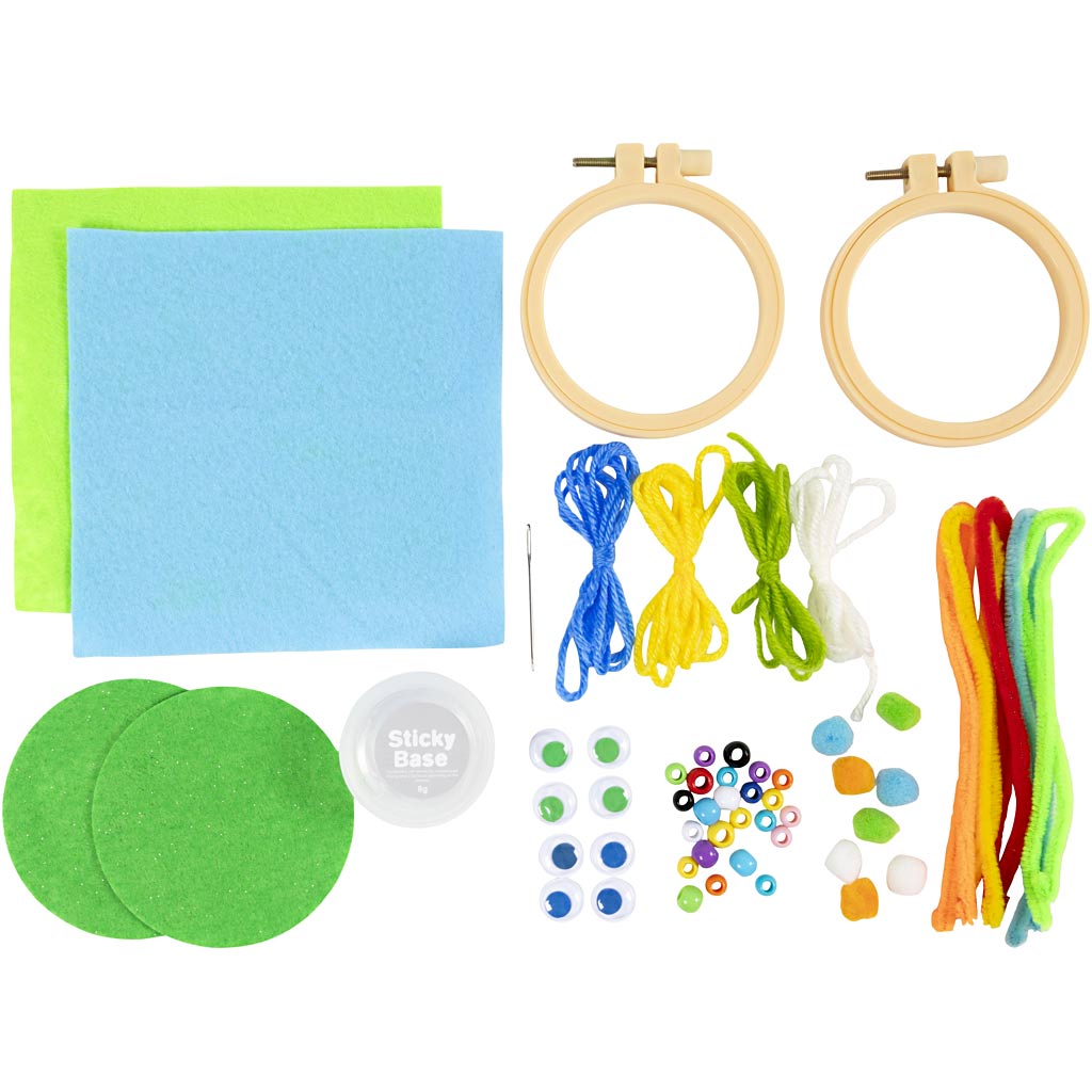 Mini Craft Kit Tikkimine, näod, sinine, roheline, 1 pakk - Image 3
