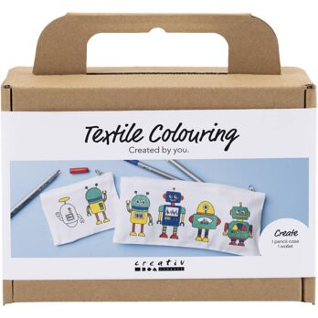 Mini Craft Kit Tekstiilivärvimine, robot, põhivärvid, 1 pakk