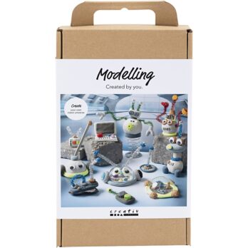 Craft Kit Modelling, Robot, sinine, hall, punane, hõbetatud, 1 pakk