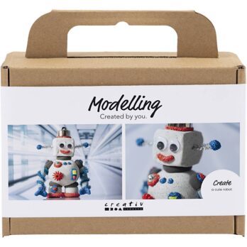 Mini Craft Kit Modelling, Robot, sinine, hall, punane, 1 pakk
