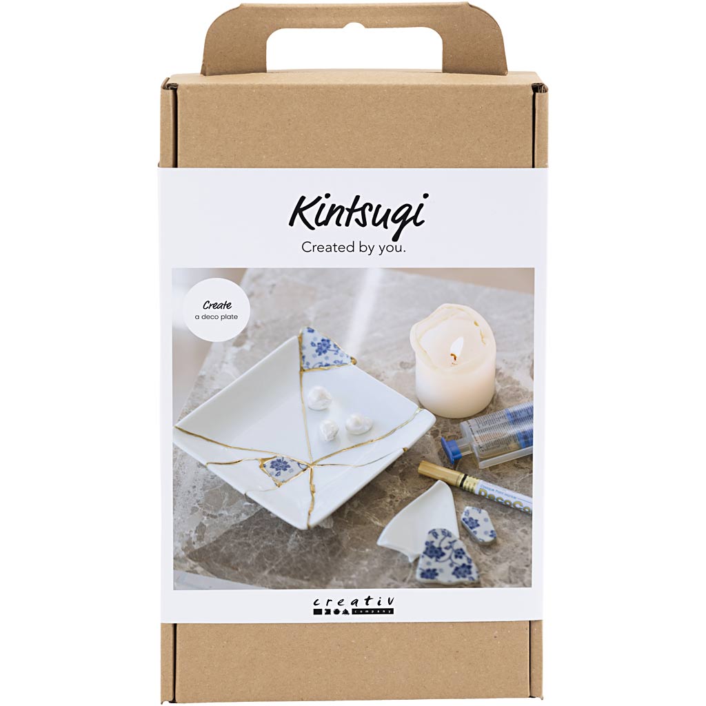 Craft Kit Kintsugi, taldrik, sinine, kuldne, valge, 1 pakk