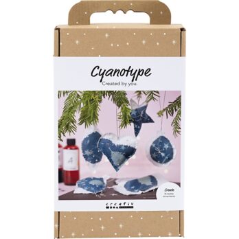 Craft Kit Cyanotype, jõulukaunistused, sinine, hõbedane, 1 pakk