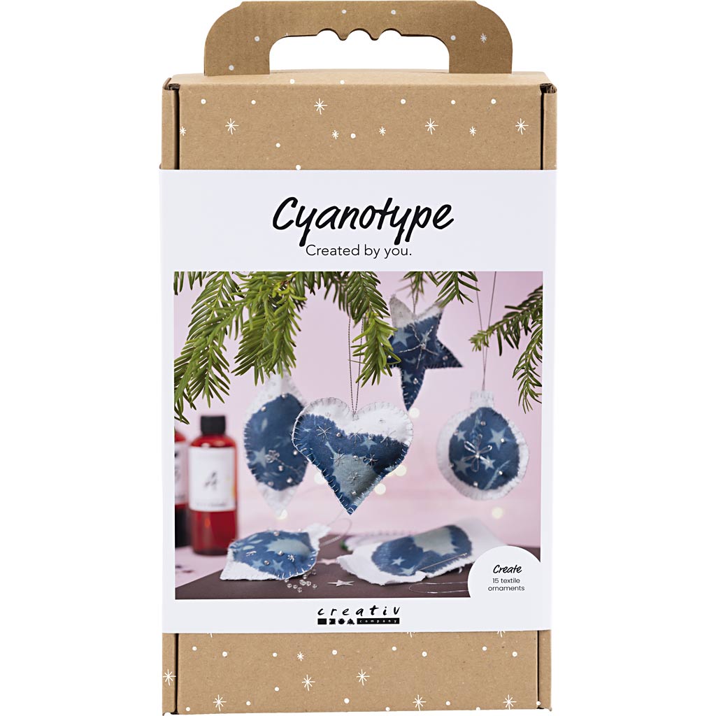 Craft Kit Cyanotype, jõulukaunistused, sinine, hõbedane, 1 pakk