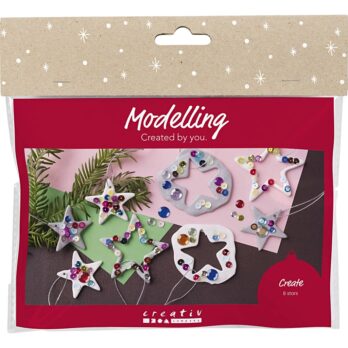 Mini Craft Kit Modelling, tähed, hõbedane, valge, 1 pakk