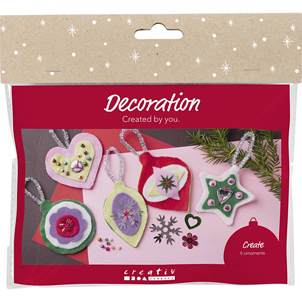 Mini Craft Kit Dekoratsioon, vildist jõulukaunistused, värvide valik, 1 pakk