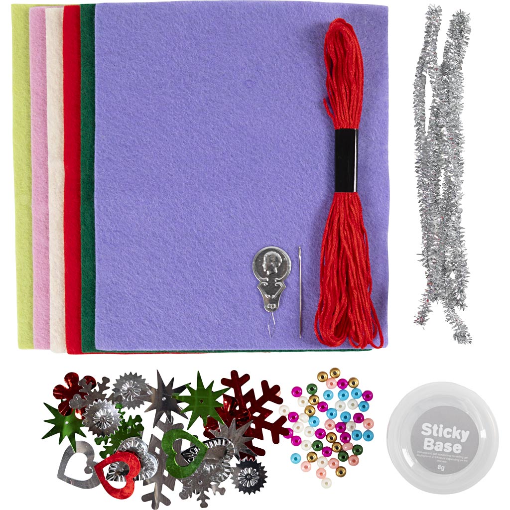 Mini Craft Kit Dekoratsioon, vildist jõulukaunistused, värvide valik, 1 pakk - Image 3