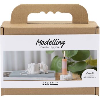 Mini Craft Kit Modelling, Küünlajalg koos kestadega, naturaalvalge, 1 pakk