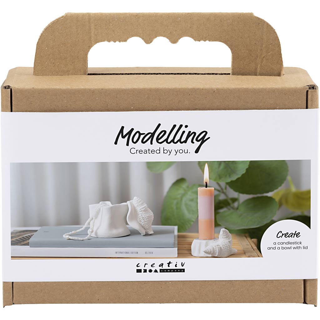 Mini Craft Kit Modelling, Küünlajalg koos kestadega, naturaalvalge, 1 pakk