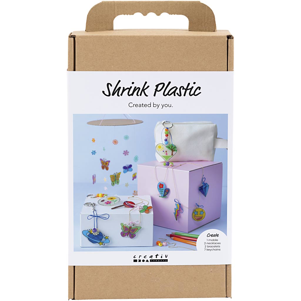 Craft Kit Shrink Plastic, mobiiltelefon, kaelakee, käevõru, võtmehoidja, erinevad värvid, 1 pakk