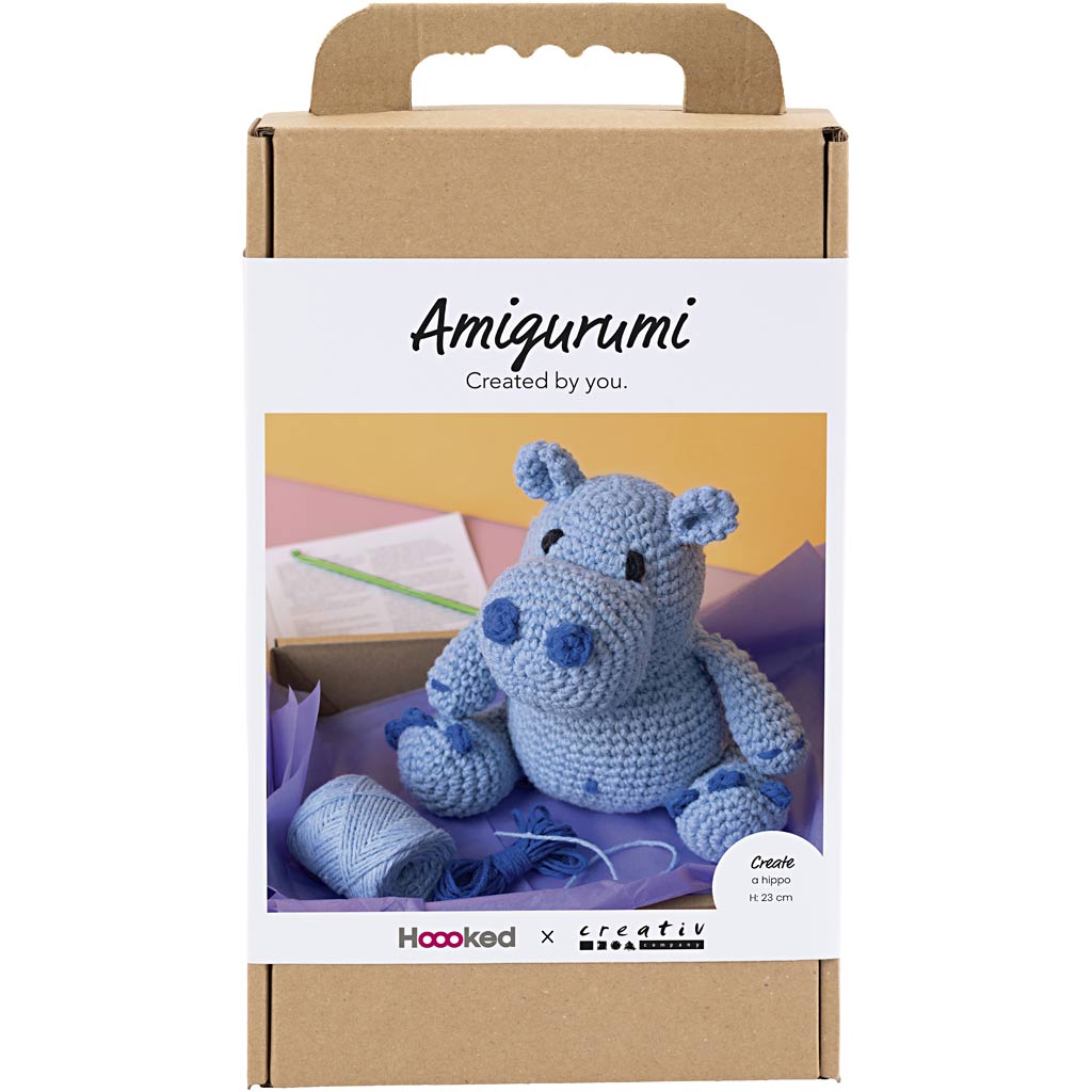 Käsitöökomplekt Amigurumi , jõehobu, sinine, helesinine, 1 pakk