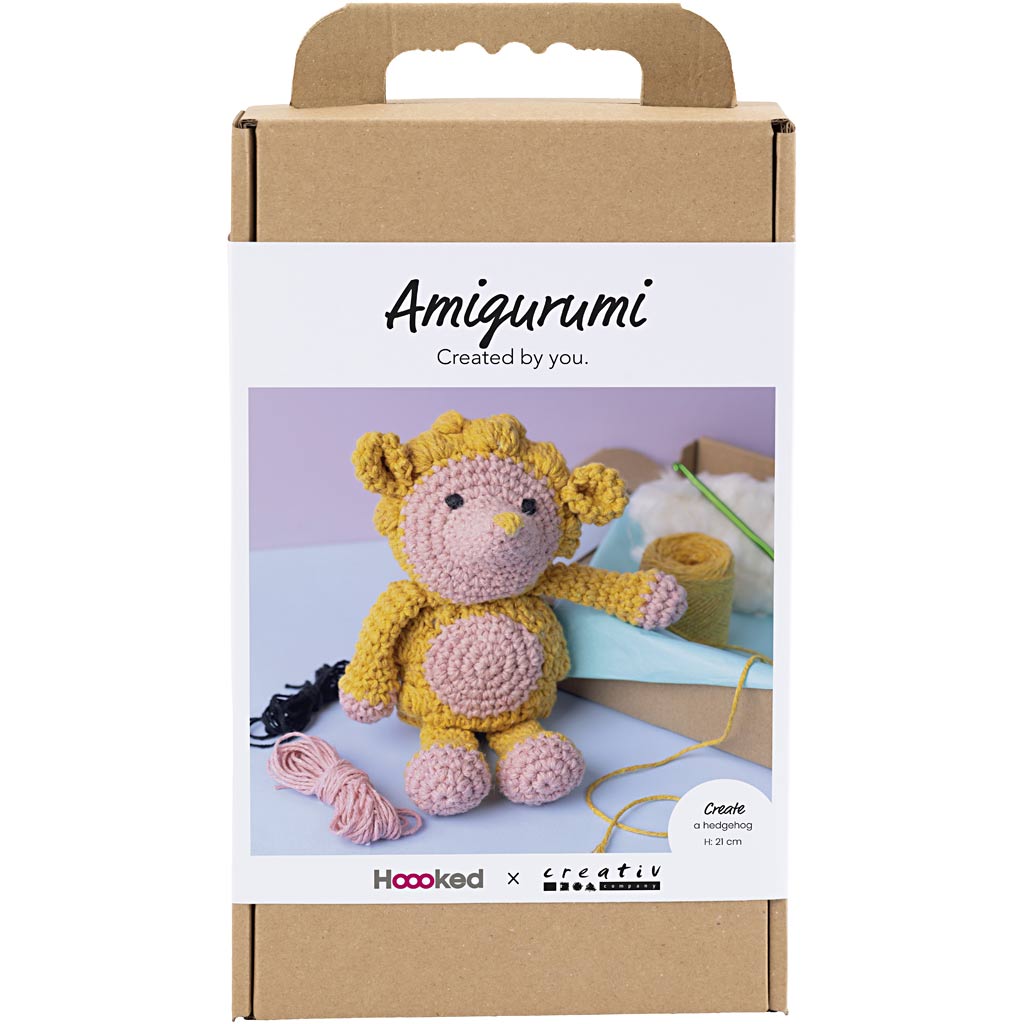 Käsitöökomplekt Amigurumi , Siil, heleroosa, soe kollane, 1 pakk