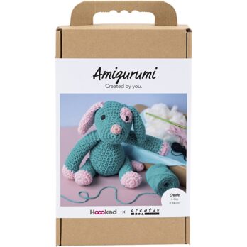 Käsitöökomplekt Amigurumi , kutsikas, pastellroosa, tumedat türkiisi, 1 pakk