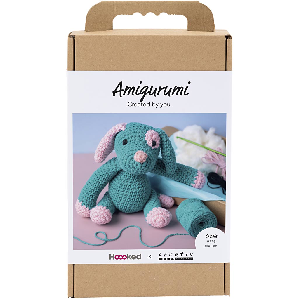 Käsitöökomplekt Amigurumi , kutsikas, pastellroosa, tumedat türkiisi, 1 pakk