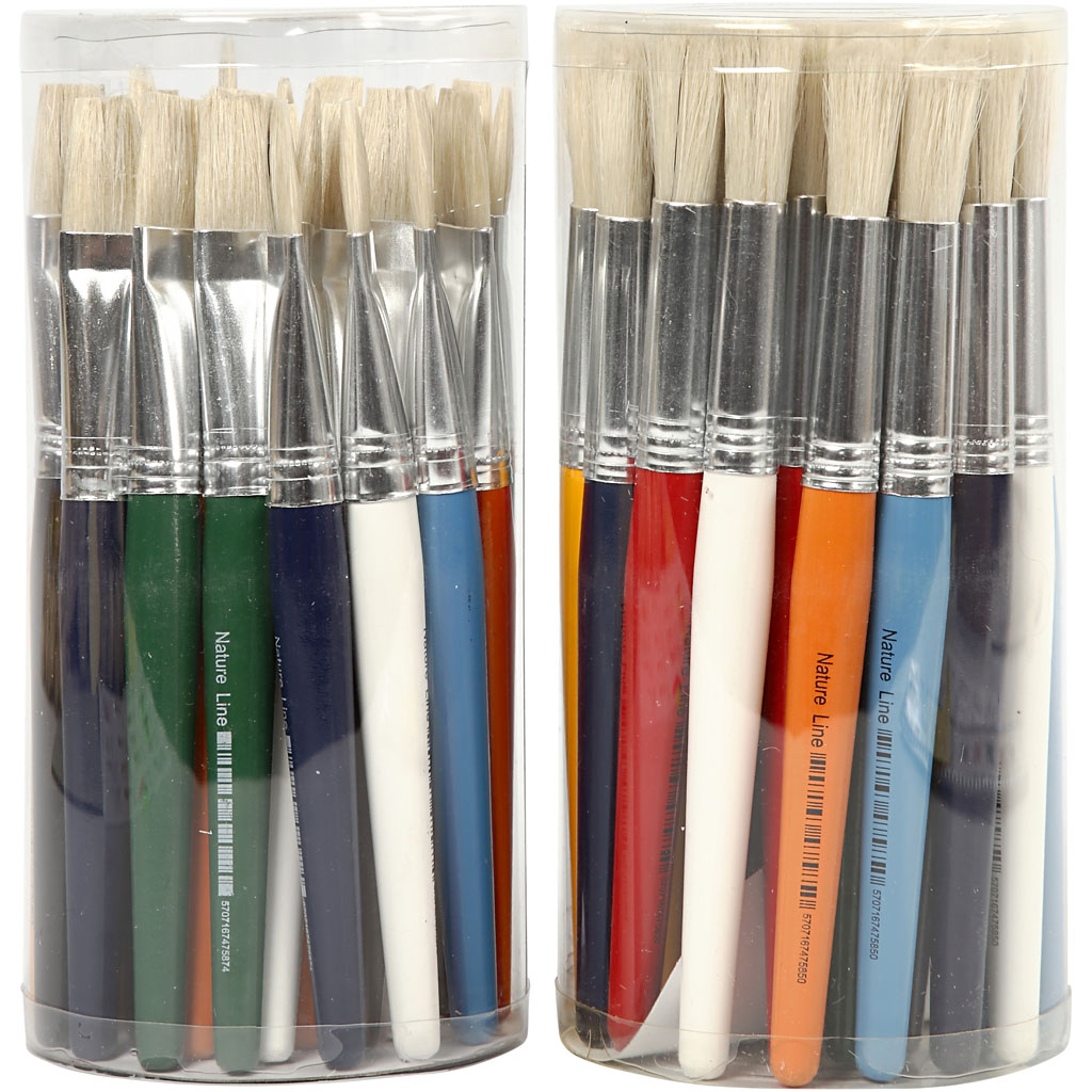 Laste värvipintslid, ümmargused, lamedad, L: 19 cm, W: 15 mm, 60 tk/ 1 pakk - Image 2