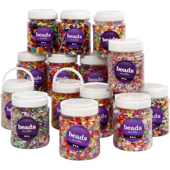 Plastikhelmed, suurus 6-15 mm, augu suurus 1,5-6 mm, erinevad värvid, 16x700 ml/ 1 pakk