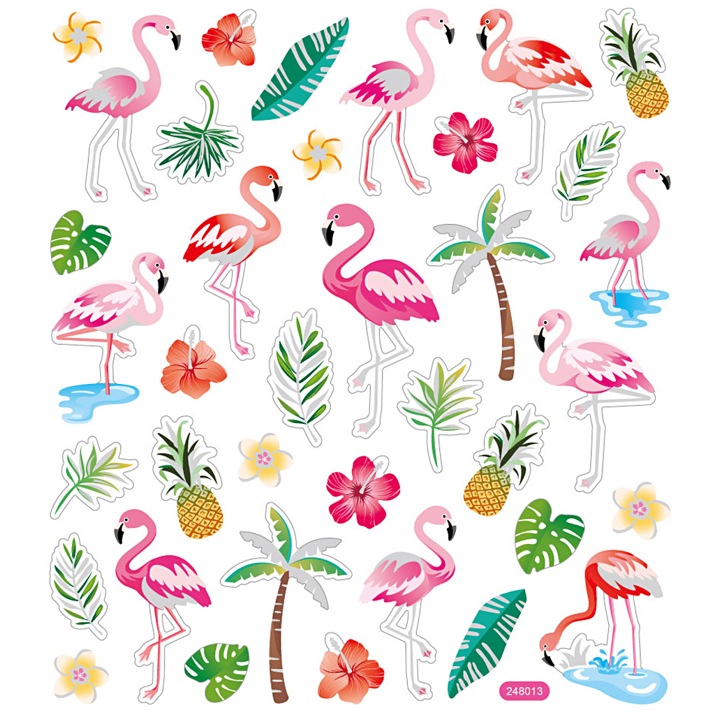 Kleebised, flamingo, leht 15x16,5 cm, ca. 37 tk, 1 leht - Image 3