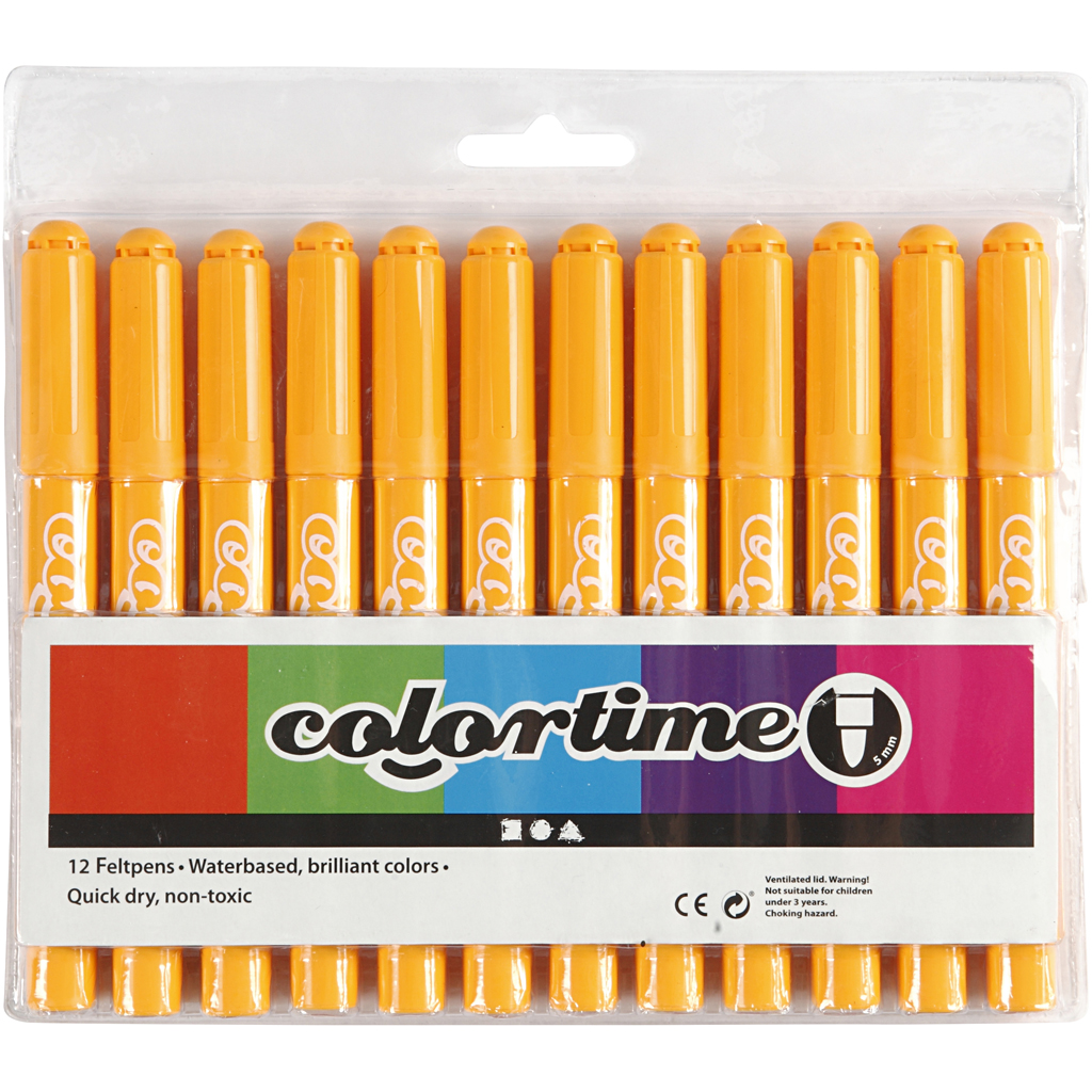 Colortime markerid, joon 5 mm, soe kollane, 12 tk/ 1 pakk - Image 2