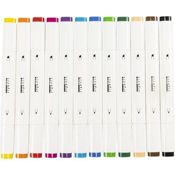 Illustratsioonimarker, joon 1+8 mm, standardvärvid, 12 tk/ 1 pakk