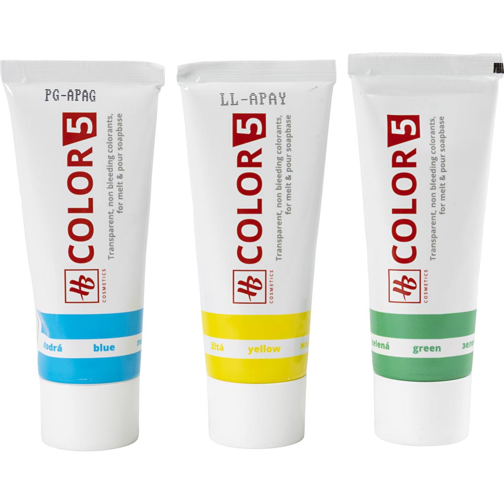 Seebivärv, kollane, roheline, sinine, 3x25 ml, 3x30 g/ 1 pakk