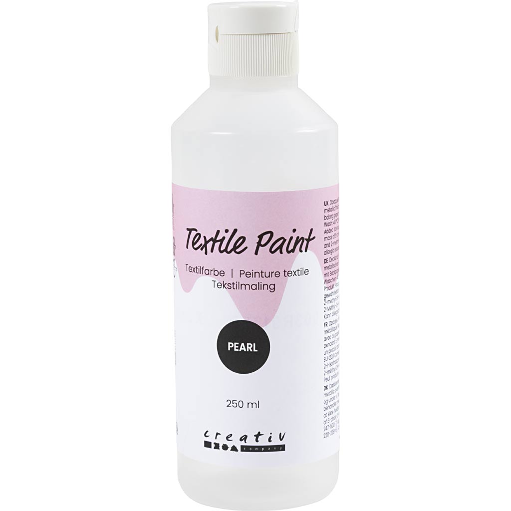 Tekstiilivärv, pärlmutter, läbipaistmatu, hõbedane, 250 ml / 1 pudel