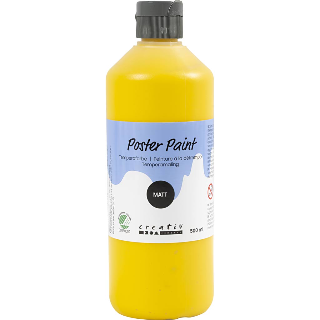 Plakatvärv, matt, poolläbipaistev, põhivärv kollane, 500 ml / 1 pudel