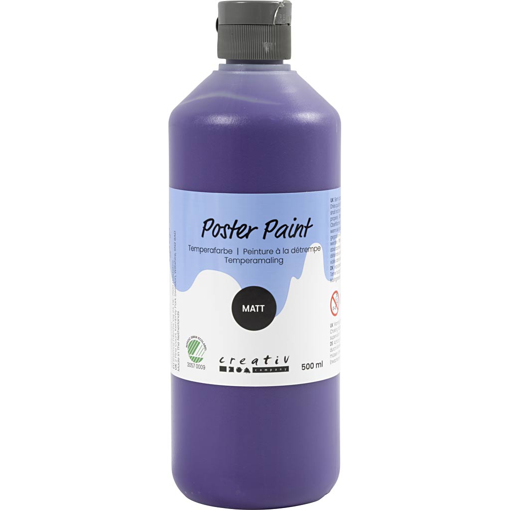 Plakatvärv, matt, poolläbipaistev, lilla, 500 ml / 1 pudel
