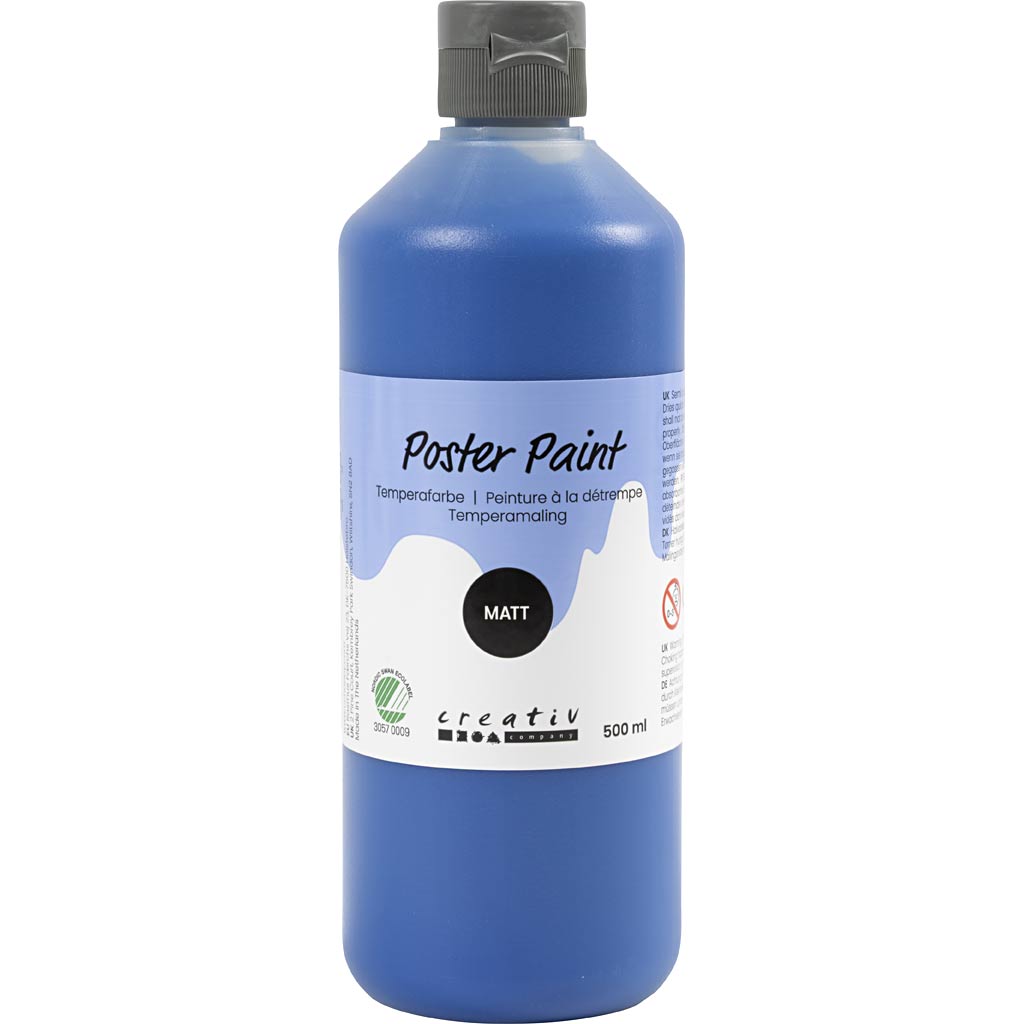 Plakatvärv, matt, poolläbipaistev, tumesinine, 500 ml / 1 pudel