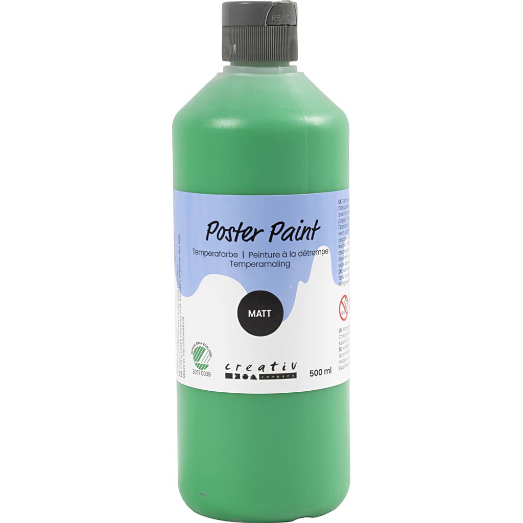 Plakatvärv, matt, poolläbipaistev, roheline, 500 ml / 1 pudel