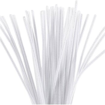 Šenill, pikkus: 30 cm, paksus 4 mm, valge, 50 tk/pakk