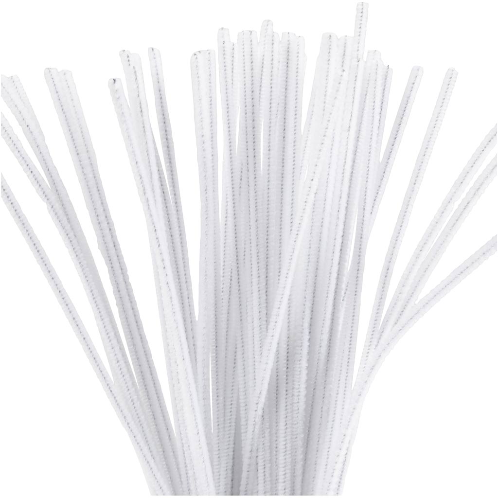 Šenill, pikkus: 30 cm, paksus 4 mm, valge, 50 tk/pakk
