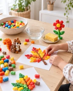 PlayMais meisterdamise ideed – laps loob värvilist sügislehte ja ruumilisi kujundeid