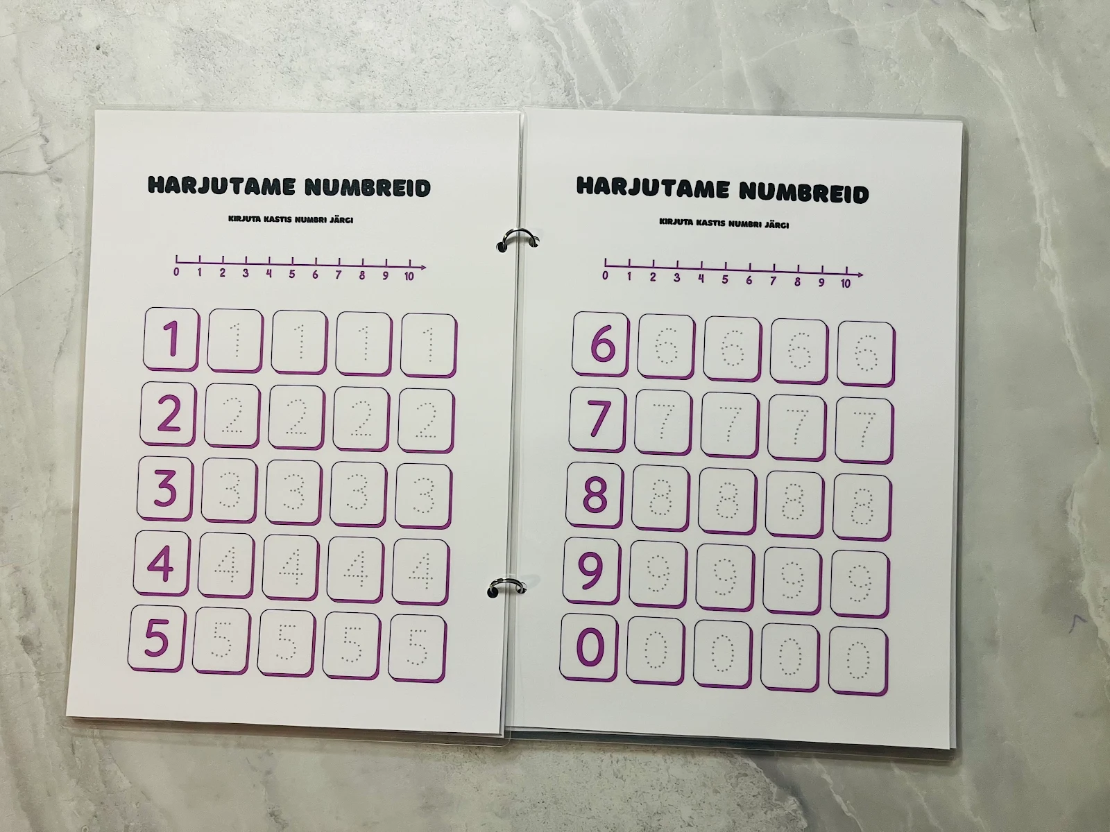 Harjutame numbreid ja loendamist – korduvkasutatav töövihik (roosa) – tootefoto 2